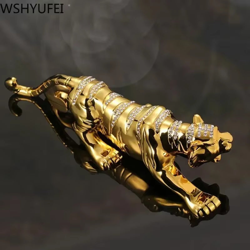 Chinese Style Metal Tiger Model Wealth Success Decoration Home Office Decoration Tabletop Ornaments Car Accessories