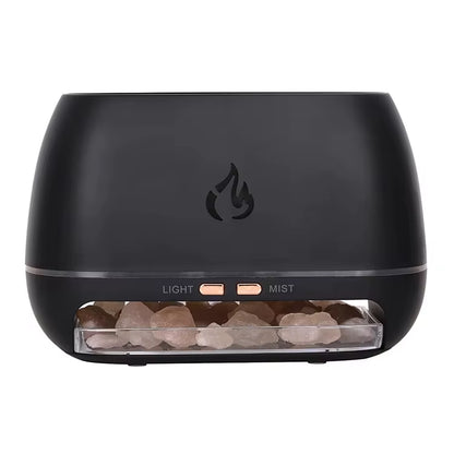 New Himalayan Crystal Salt Stone Aroma Air Humidifiers 3D Flame Fire Colorful Night Light Aromatherapy Essential Oil Diffuser