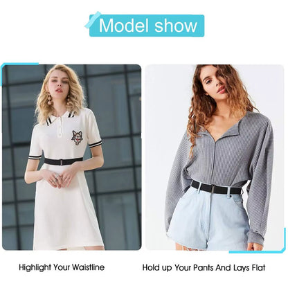 8 Styles No Show Women Stretch Belt Invisible Elastic Web Strap Belt with Flat Buckle for Jeans Pants Dresses