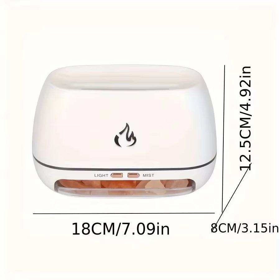 New Himalayan Crystal Salt Stone Aroma Air Humidifiers 3D Flame Fire Colorful Night Light Aromatherapy Essential Oil Diffuser