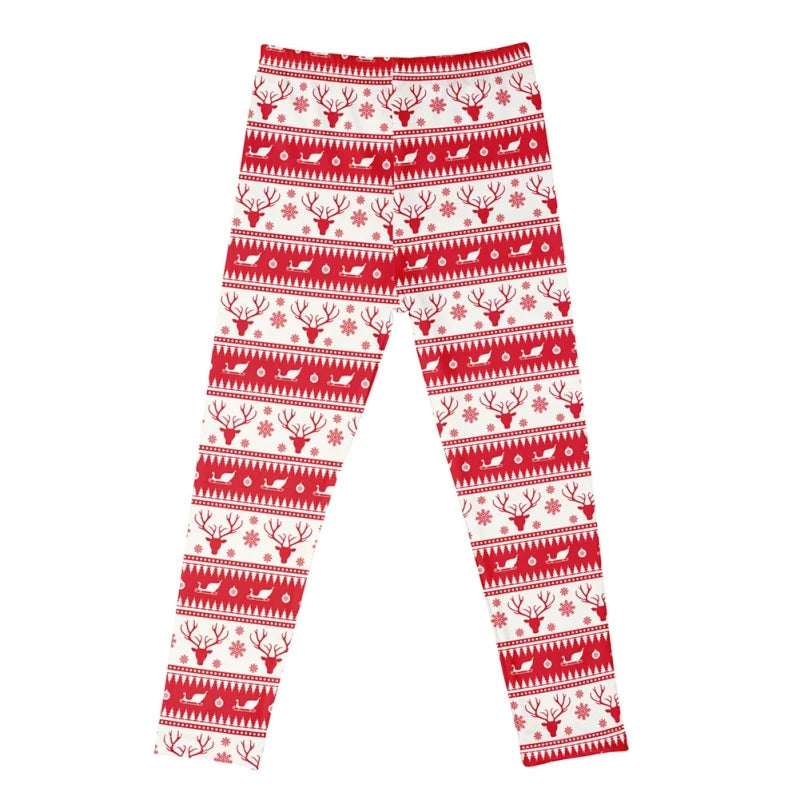 Autumn Winter 4-10Y Girls Wearing High Elasticity Leggings Tight Fitting Holiday Christmas Printed Sports Pants