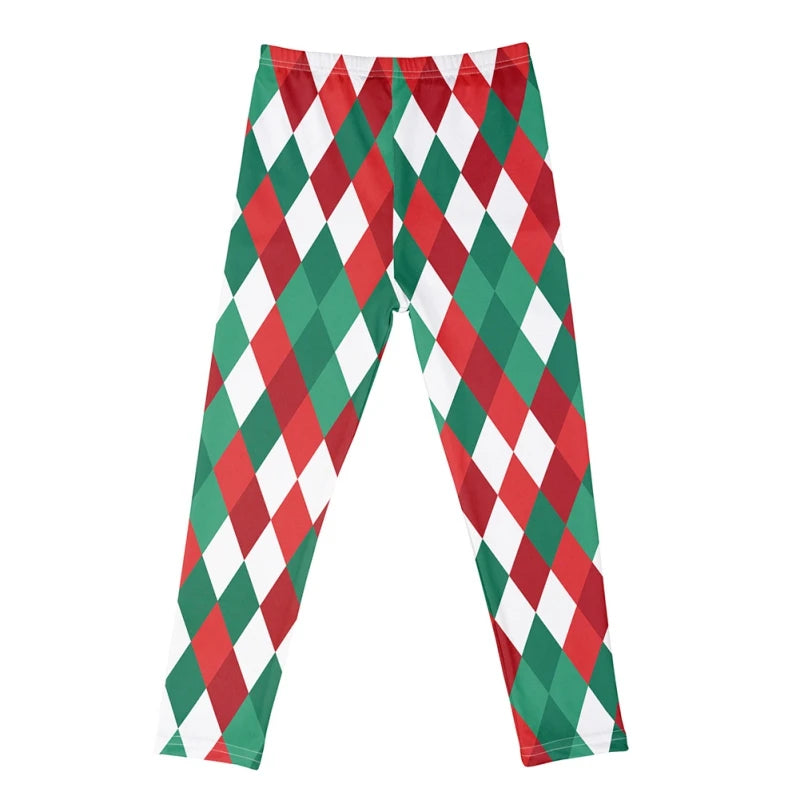 Autumn Winter 4-10Y Girls Wearing High Elasticity Leggings Tight Fitting Holiday Christmas Printed Sports Pants